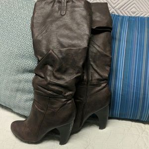 Brown Leather Knee High Boots